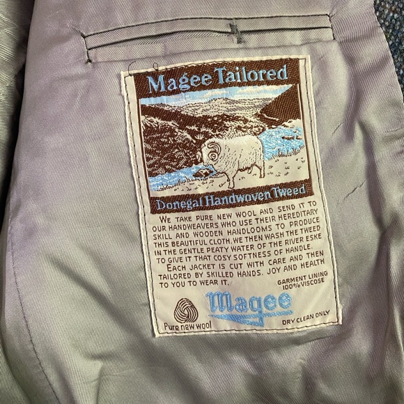 VINTAGE 80’s Magee Irish Donegal Tweed Gray 100% Wool Tweed Sport Coat SZ 40L - Picture 3 of 11